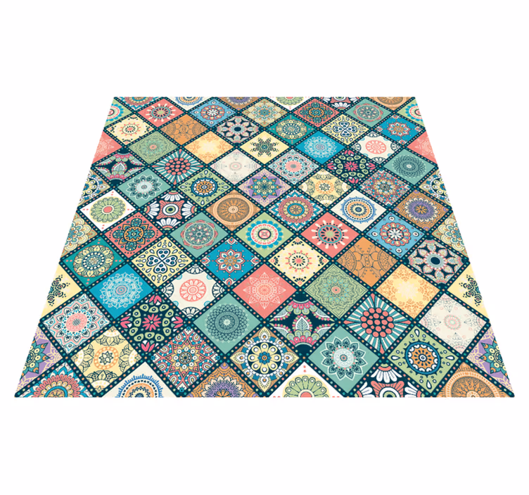 Renkli fayans mandala vinil halı - TenStickers