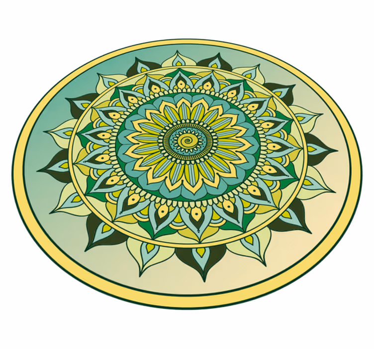 Mandala yeşil ombre mandala vinil halı - TenStickers