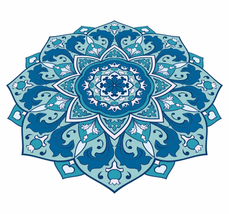 Mavi desenli mandala vinil halı - TenStickers