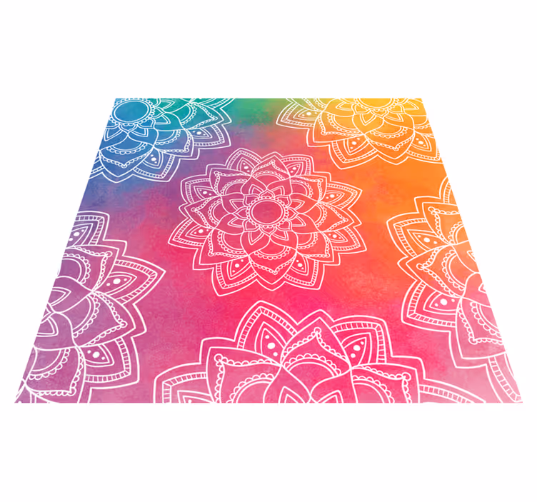 Gökkuşağı rengi arka plan mandala vinil halı - TenStickers