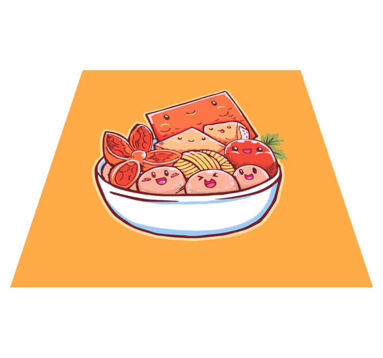 Sevimli çizgi yemek mutfak yer karoları - TenStickers