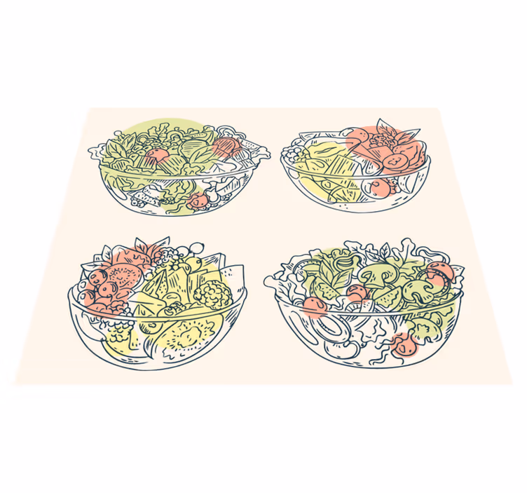 Salata kasesi illüstrasyonları yemek odasi pvc halı - TenStickers