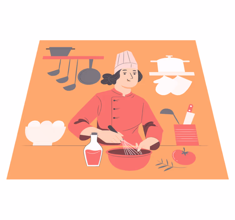 Pasta şefi karikatür mutfak yer karoları - TenStickers