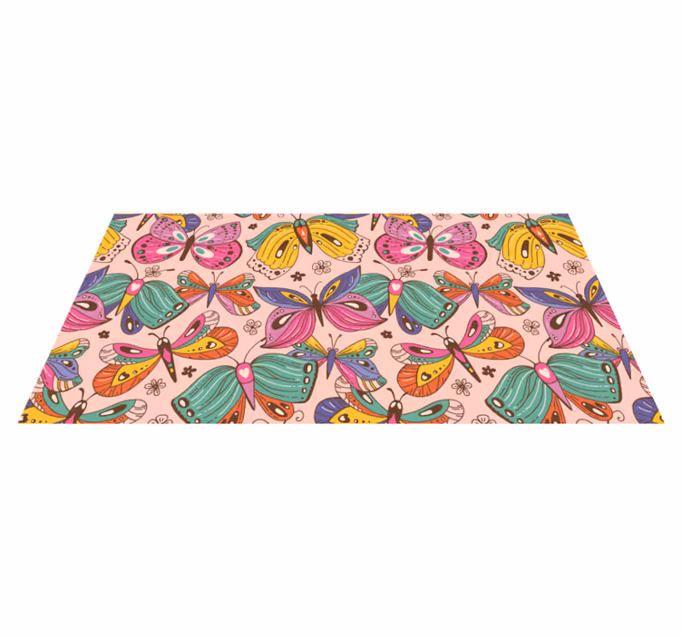 Renkli kelebek motifi pvc halı - TenStickers