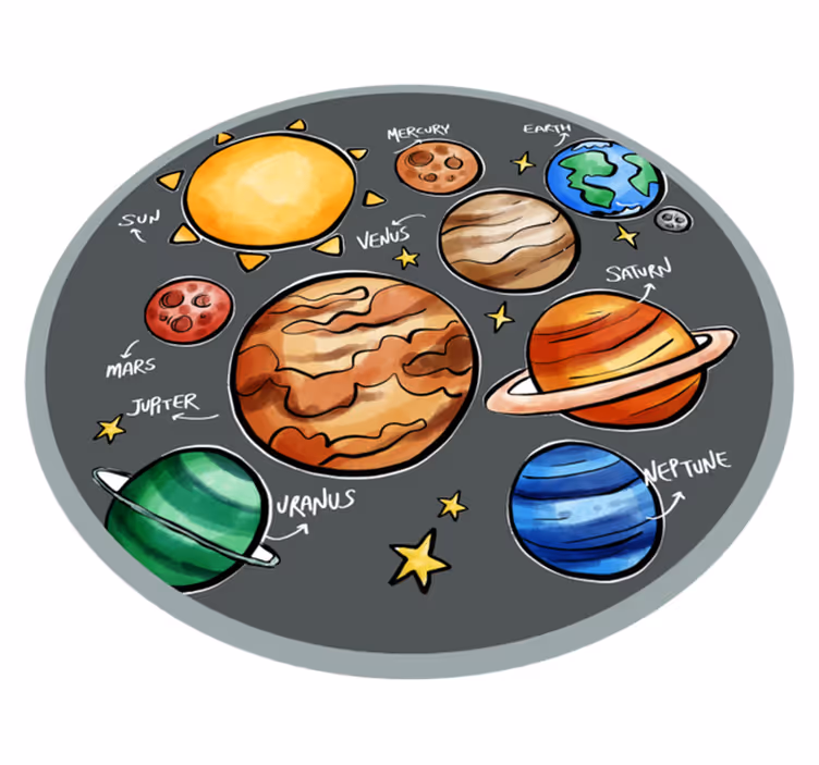 Gezegenler ve isimler çocuklar vinil halı - TenStickers