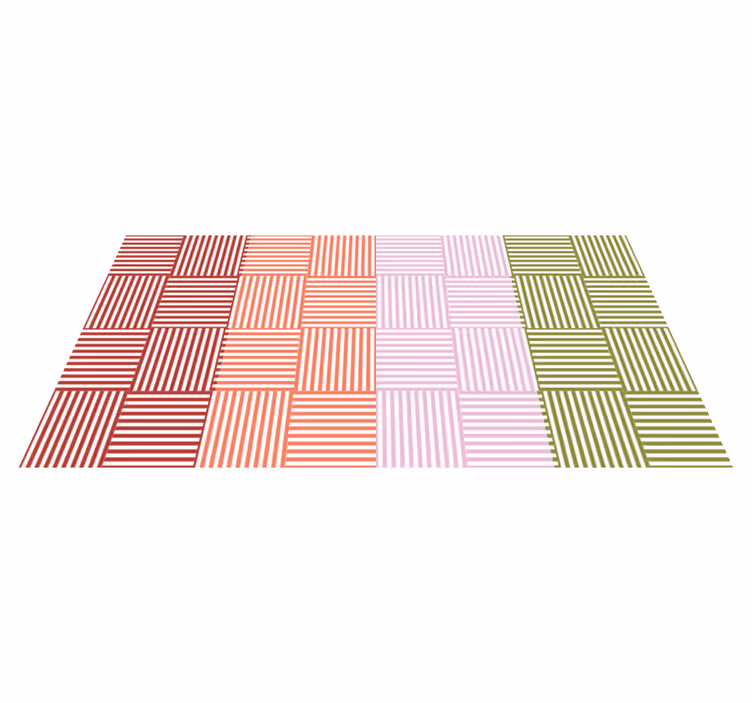 Renkli çizgili kareler geometrik vinil kilimler - TenStickers