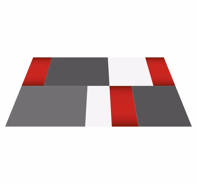 Kırmızı, beyaz ve gri çini geometrik halılar - TenStickers