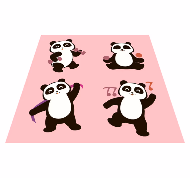 Panda dansı motifi çocukta pvc halı - TenStickers
