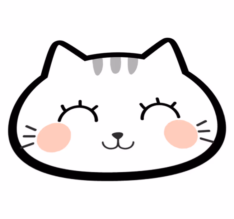 Mutlu sevimli kedi yüzü vinil halı - TenStickers