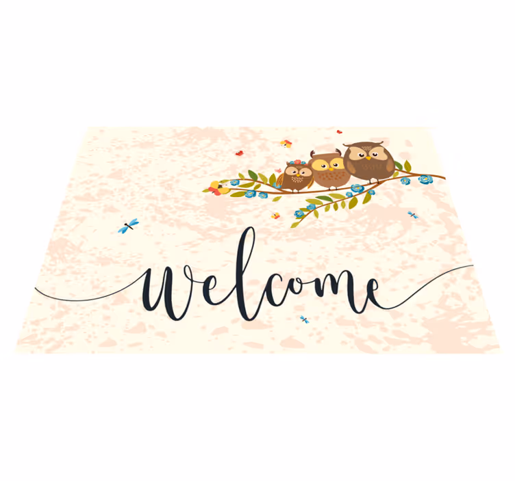 Hoşgeldin baykuş giriş vinil kilim - TenStickers
