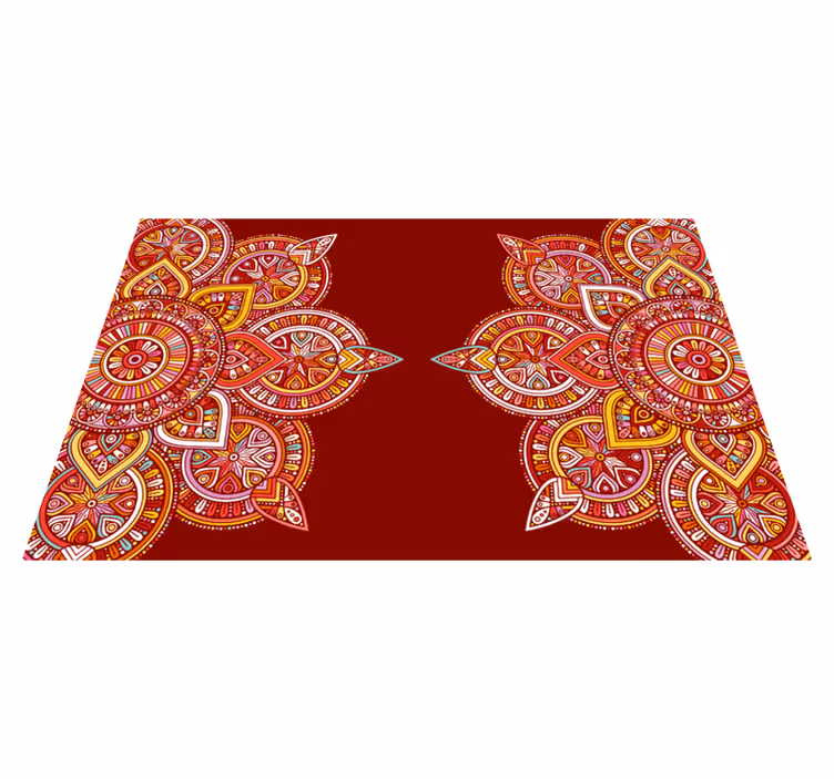 Etnik kırmızı mandala vinil halı - TenStickers