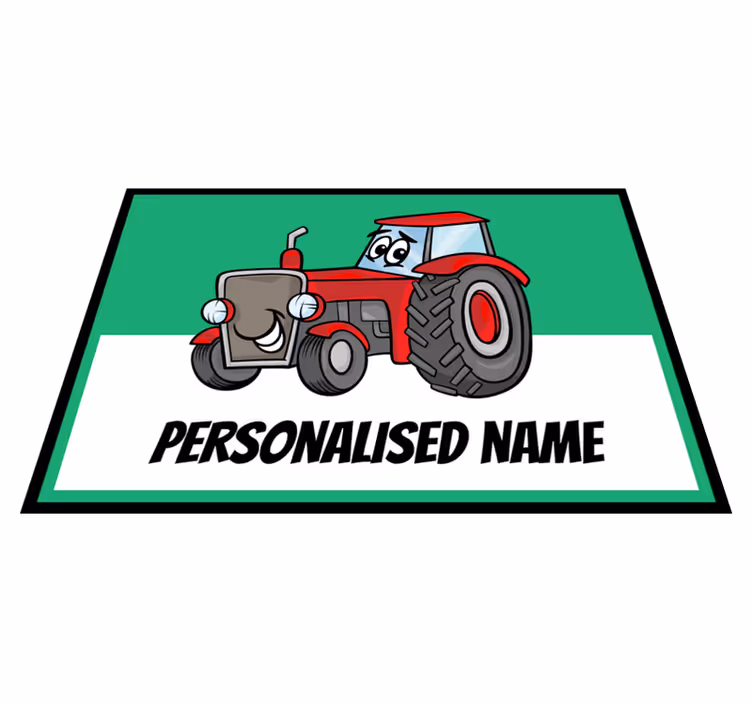 Kişiselleştirilmiş kırmızı traktör kişiselleştirilmiş paspas - TenStickers