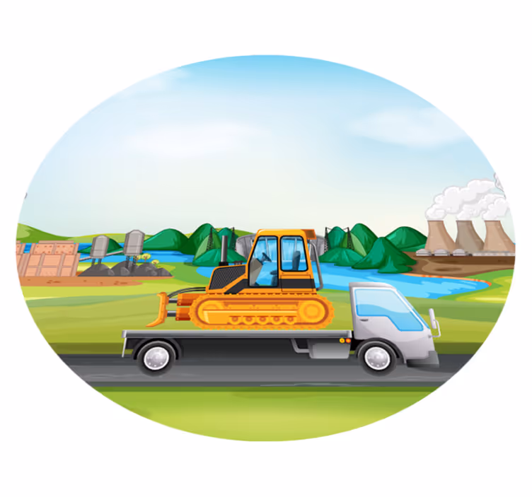 Traktörler ve kamyonlar yol halısı - TenStickers