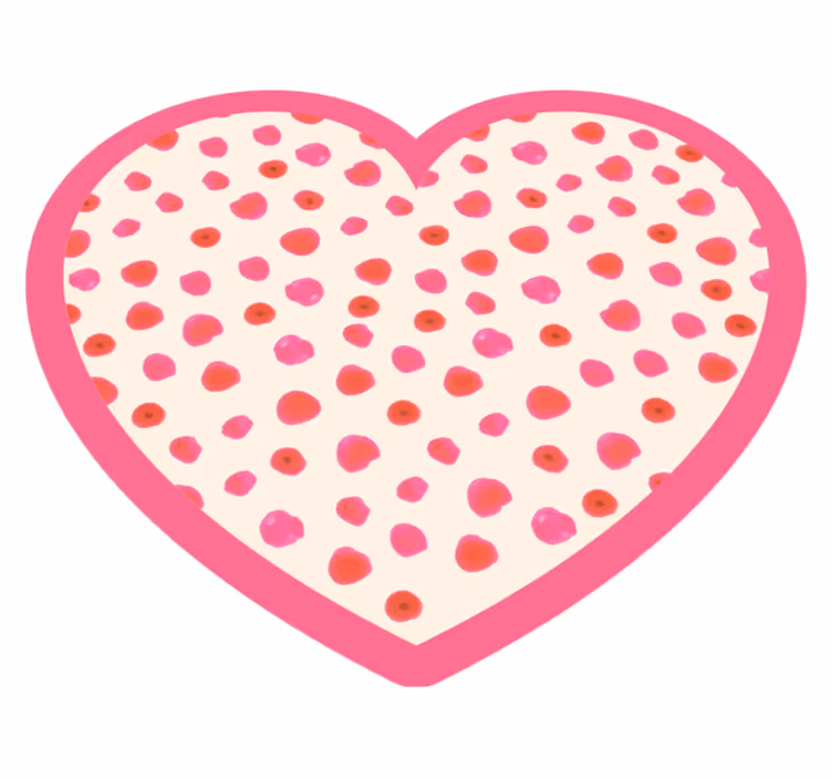 Pembe ve beyaz kalp puantiyeli geometrik kilim - TenStickers