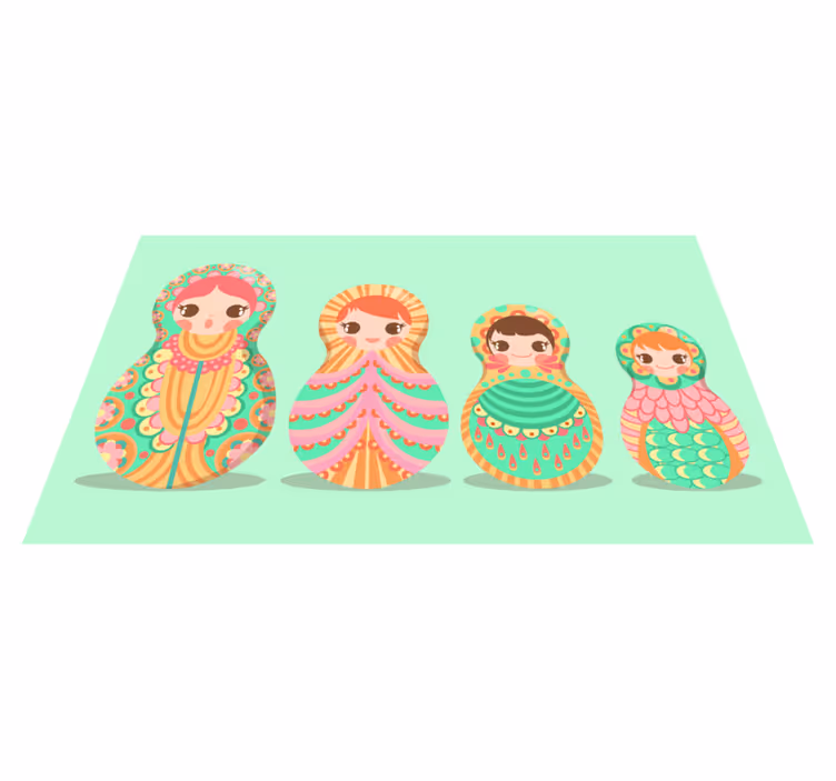 Rus bebeği puantiyeli çocuklar vinil kilim - TenStickers