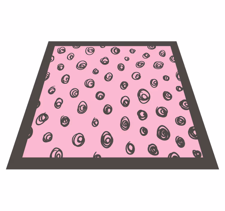Siyah ve pembe puantiyeli vinil kilim - TenStickers
