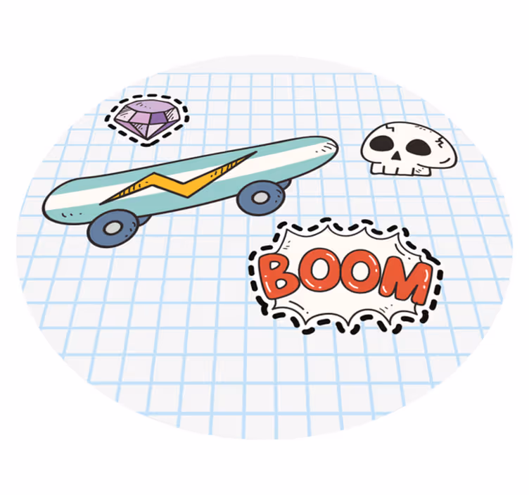 Kaykay komik illüstrasyon pvc halı - TenStickers