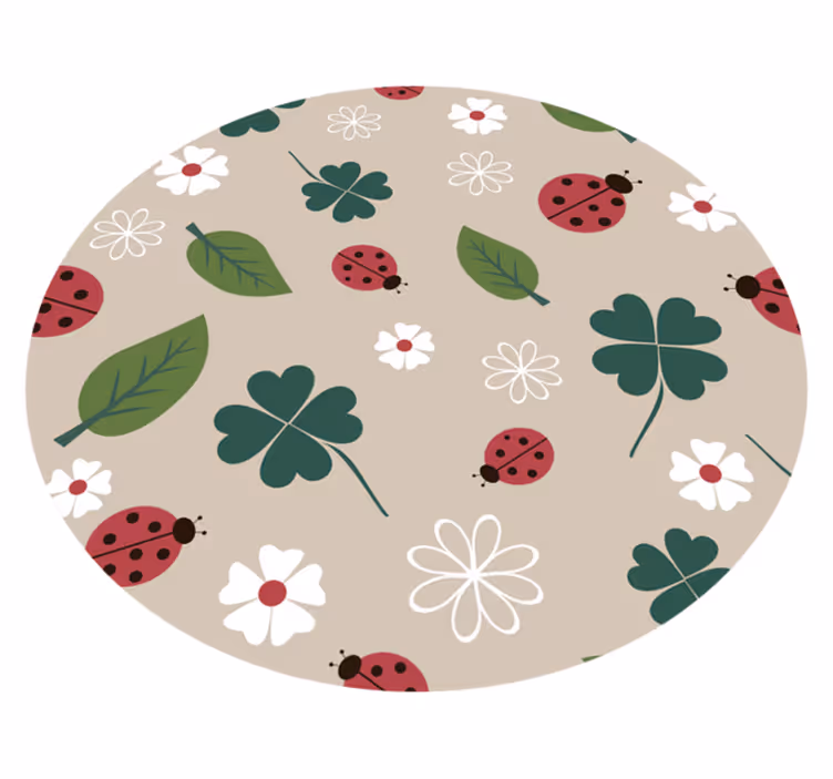 Uğur böceği çiçek vinil kilim ile yapraklar - TenStickers
