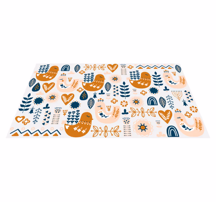 şarkı söyleyen kuş nordic vinil kilim olan çocuklar - TenStickers
