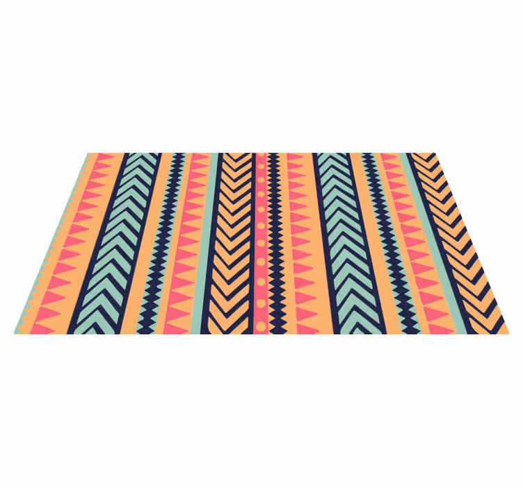 Canlı geometrik öğeler etnik pvc halı - TenStickers