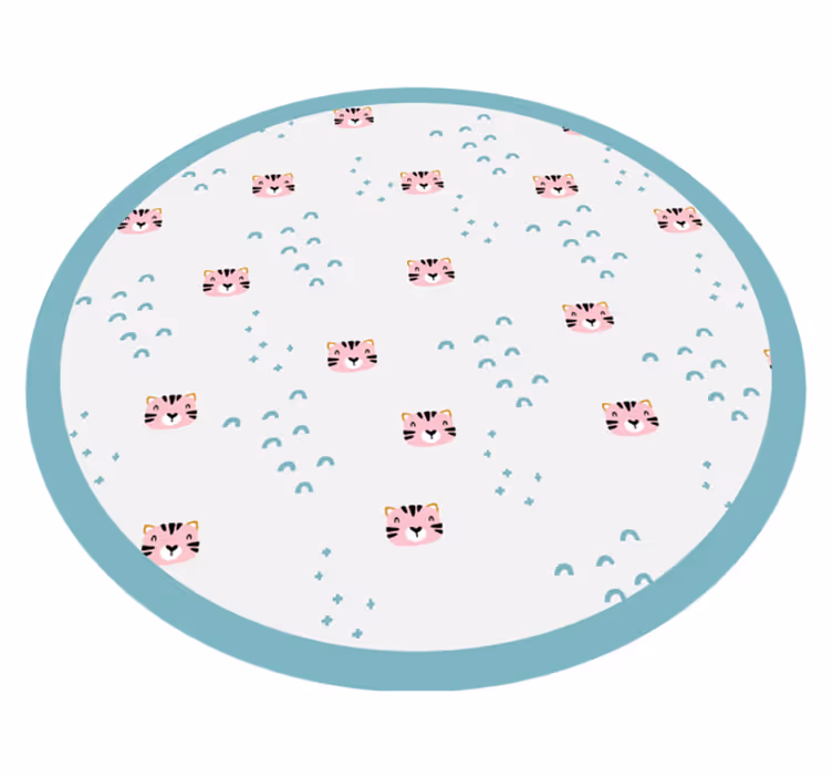 Mavi gökkuşakları ve pembe kediler pvc halı - TenStickers
