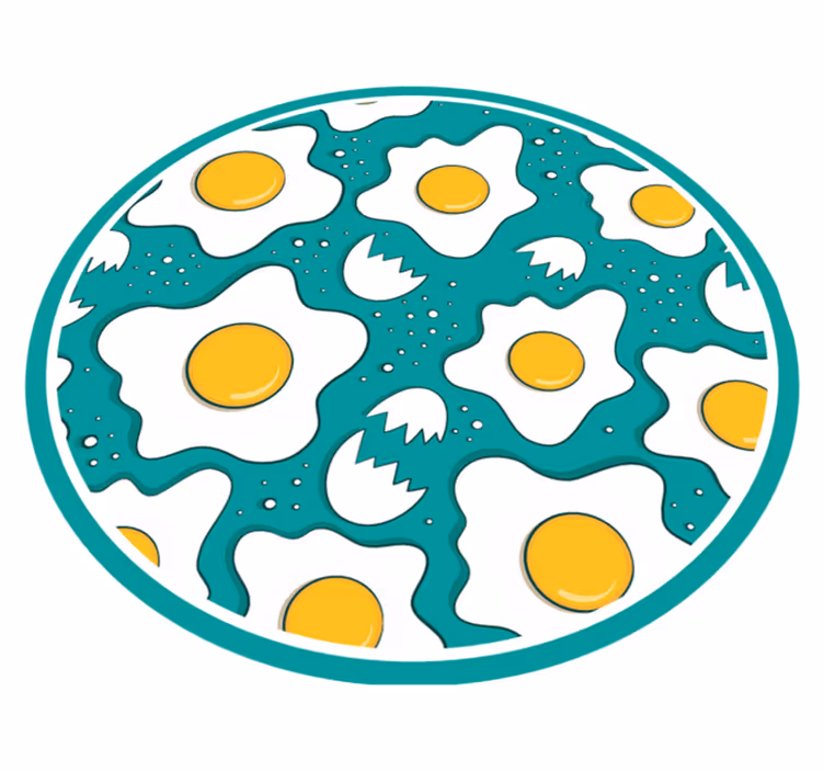 Kızarmış yumurta desen mutfak yer karoları - TenStickers