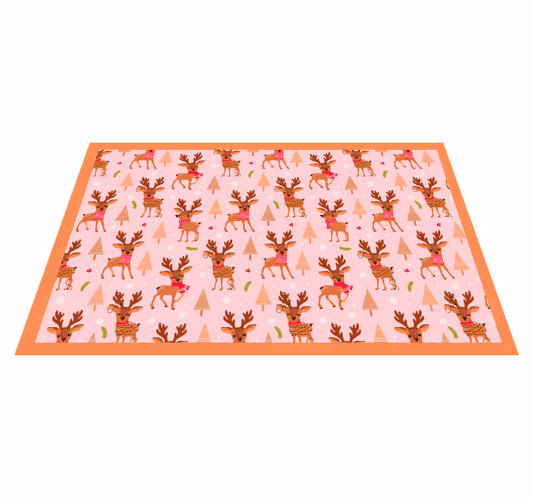 Ren geyiği pembe teması Noel pvc halı - TenStickers