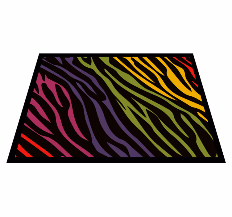 Gökkuşağı zebra desenli hayvan baskı vinil halı - TenStickers