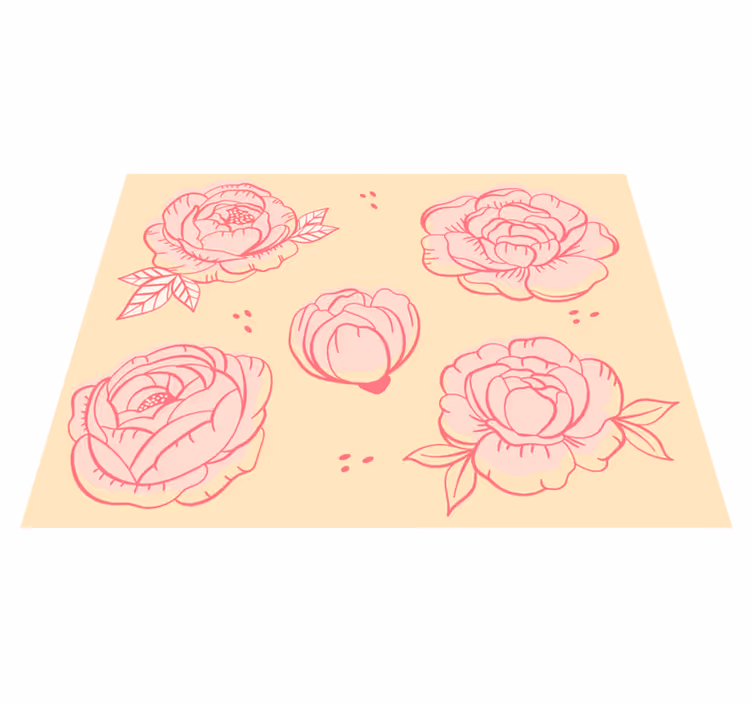 şakayık pembe çizimler çiçek halı - TenStickers