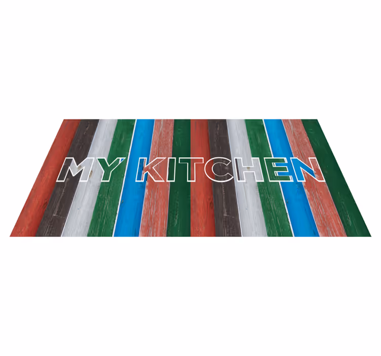 Mutfak pvc halı Çizgili renkli mutfak - TenStickers