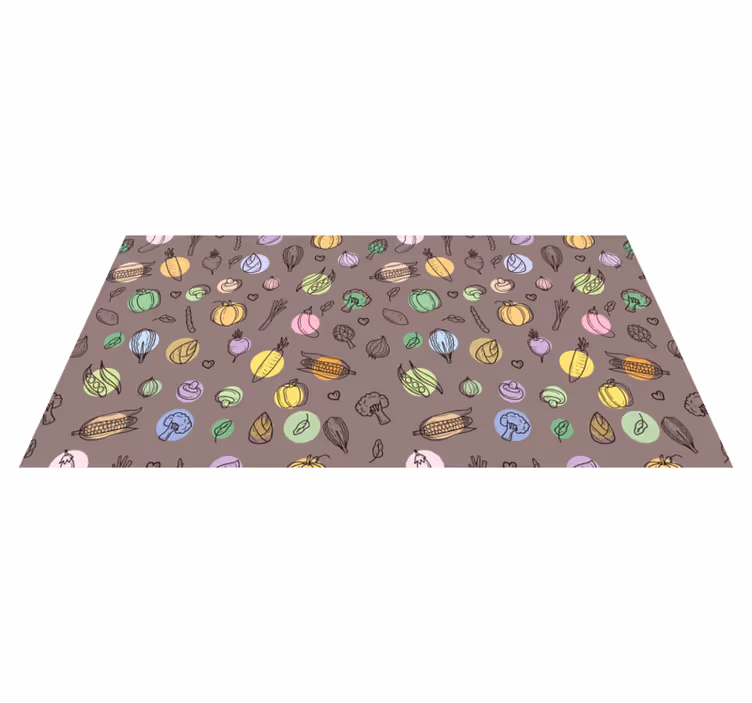 Renkli sebze deseni mutfak pvc halı - TenStickers