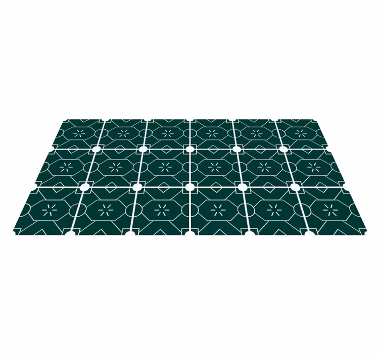 Fayans efekti pvc halı geometrik yeşil düzenleme - TenStickers