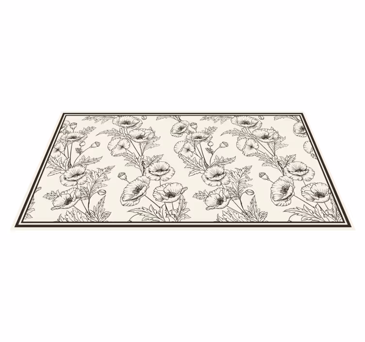 çiçekli anahat deseni oturma odası pvc halı - TenStickers