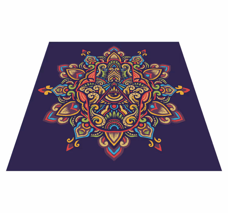 Mavi arka plan tasarımı mandala pvc halı - TenStickers