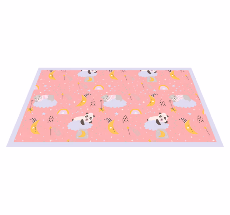 Pandalar çocuklar vinil halı ile pembe arka plan - TenStickers