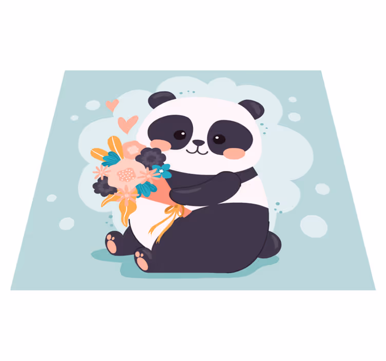 çiçekli panda çocukta pvc halı - TenStickers
