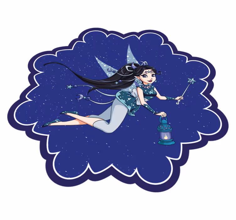Peri masalı gece gökyüzü çocukta pvc halı - TenStickers