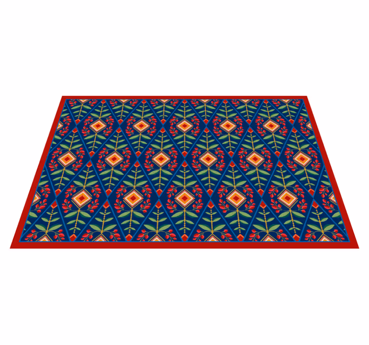 Geometrik pvc halı - botanik geometrik motif - TenStickers