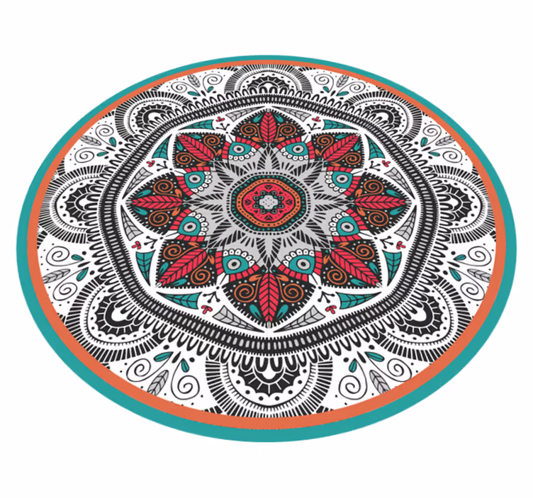 Dairesel gri odak mandala pvc halı - TenStickers