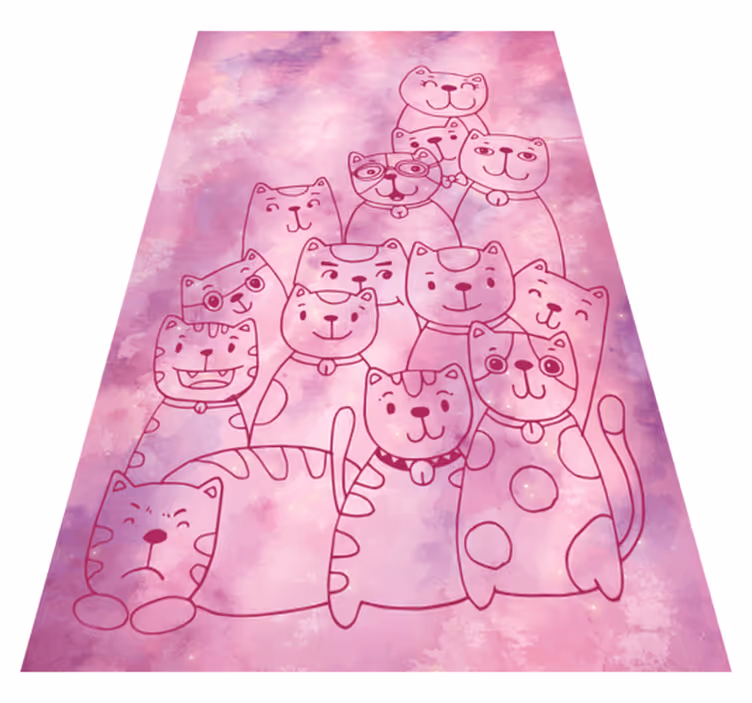 Oyuncu kedi toplanması pvc halı - TenStickers
