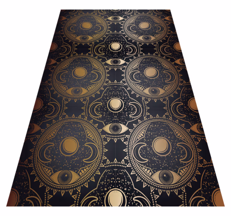 Göksel siyah motif mandala pvc halı - TenStickers