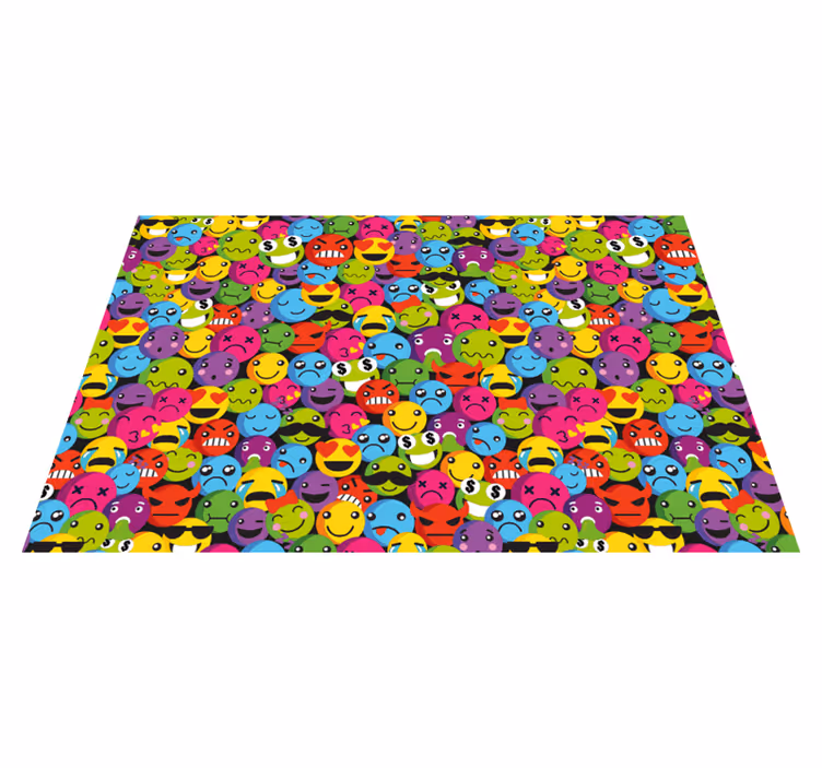 Renkli emoji ifadeleri gençler pvc halı - TenStickers