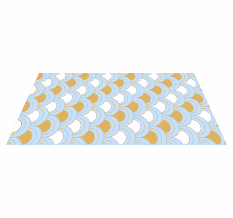 Mavi kavisli desen geometrik pvc halı - TenStickers