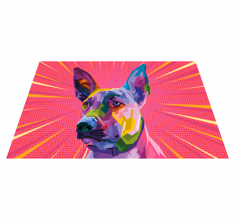 Gökkuşağı pop art köpek hayvan vinil halı - TenStickers