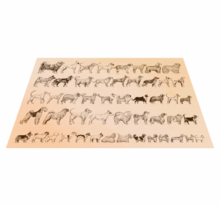 Bej köpek çizimleri Hayvan pvc halı - TenStickers