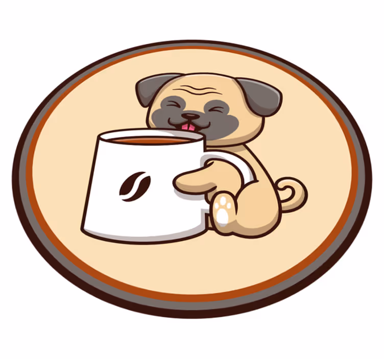 Kahve pug hayvan vinil halı - TenStickers