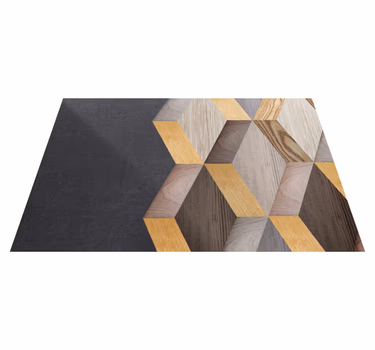 Ahşap etkisi pvc halı geometrik kübik desen - TenStickers