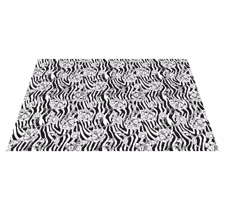çiçekli zebra deseni hayvan baskı pvc halı - TenStickers