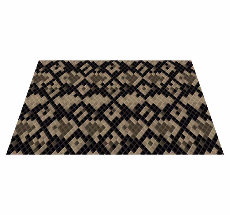 Siyah geometrik desen mozaic pvc halı - TenStickers