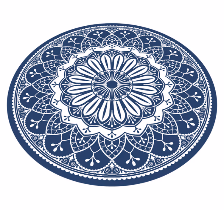 Dairesel mavi mandala yatak odası vinil halı - TenStickers